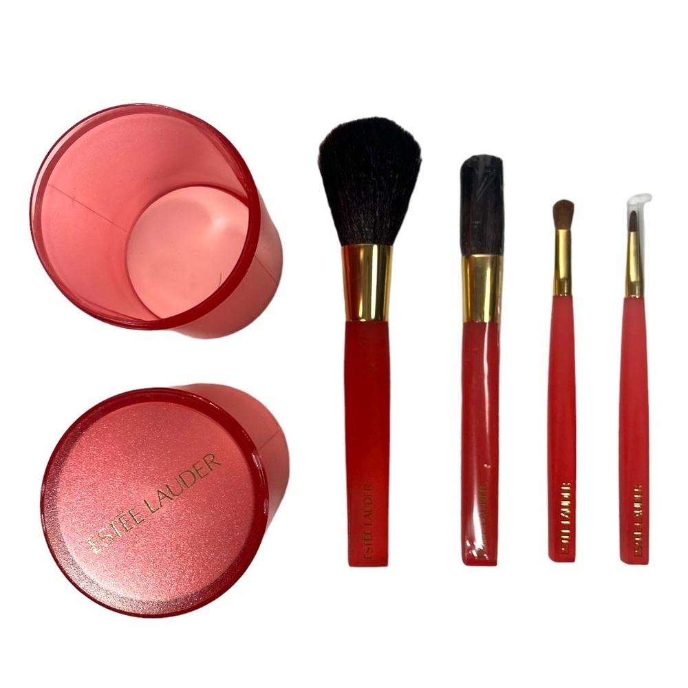 Estée Lauder Makeup Brush Set 5 Piece Lot Holder Four Brushes - Picture 5 of 9
